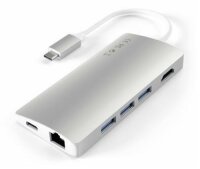 Satechi Type-C Multi-Port Hub 4K Ethernet V2 für Geräte mit USB-C Anschluss - Silber