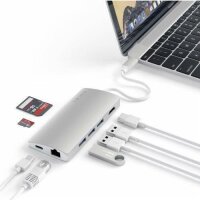 Satechi Type-C Multi-Port Hub 4K Ethernet V2 für Geräte mit USB-C Anschluss - Silber