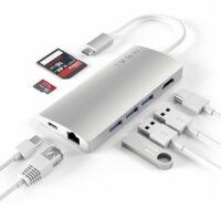 Satechi Type-C Multi-Port Hub 4K Ethernet V2 für Geräte mit USB-C Anschluss - Silber