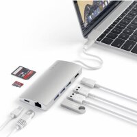 Satechi Type-C Multi-Port Hub 4K Ethernet V2 für Geräte mit USB-C Anschluss - Silber