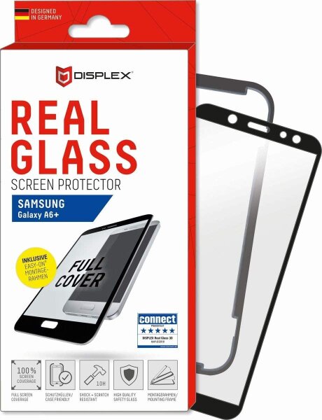 Displex Real Glass 3D 0,33mm + Rahmen für Samsung A605F Galaxy A6 Plus - Displayschutzglasfolie