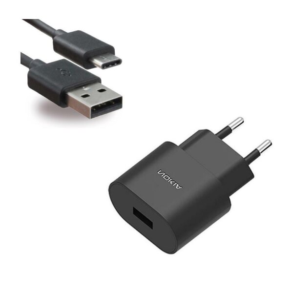 Nokia - AD-18WE Ladegerät + Typ C Kabel - Schwarz - 3.0A - Datenkabel