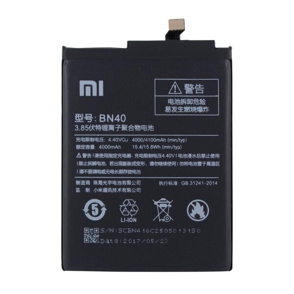 Xiaomi Lithium Ionen Akku - BN40 für Xiaomi Redmi 4 Prime/Pro - 4000mAh