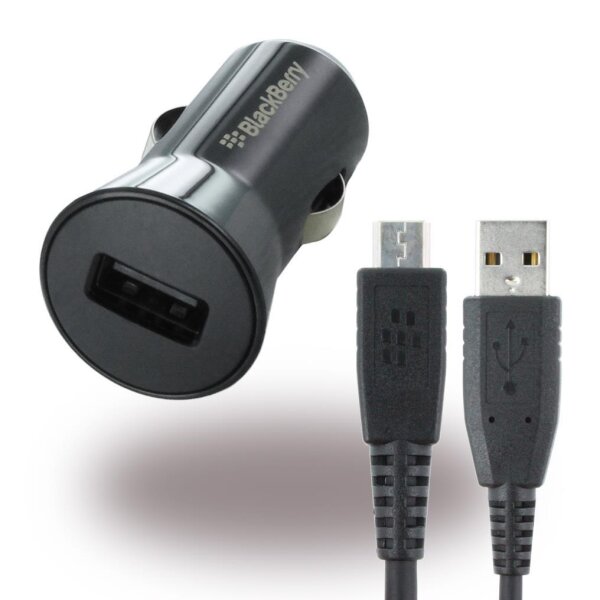 BlackBerry ASY-46705-001 - USB KFZ Ladegerät + Ladekabel 0,9m - Micro USB - 1000mA - Schwarz