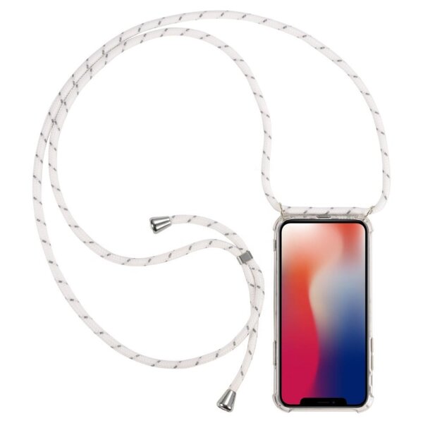 Cyoo Necklace Case + Handykette für Huawei Mate 20 - Weiss - Silikon Hülle - Band - Schnur - Kordel - umhängen