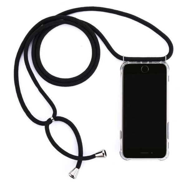 Cyoo Necklace Case + Handykette für Samsung G970F Galaxy S10e - Schwarz - Silikon Hülle - Band - Schnur - Kordel - umhängen