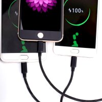 Cyoo 3in1 USB Ladekabel auf Micro USB, USB-C und Lightning - Schwarz