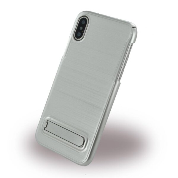 Cyoo Burshed Stand Hardcover für Apple iPhone X - Silber