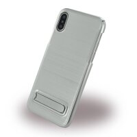 Cyoo Burshed Stand Hardcover für Apple iPhone X - Silber