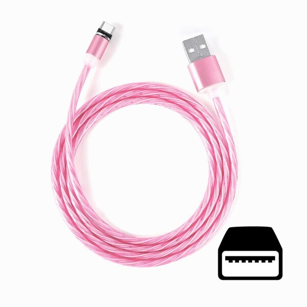 Cyoo Flow Light - Micro USB Kabel 1m - Pink - aufladen - leuchtet