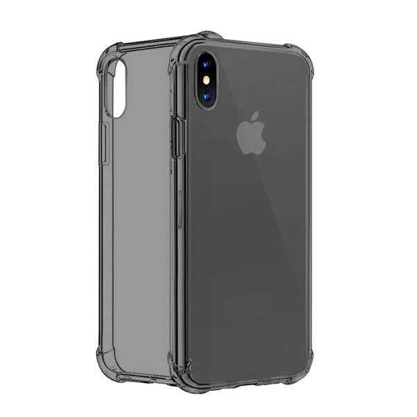 Cyoo Four Coners Silikon Cover Hülle für Apple iPhone Xs Max - Transparent / Schwarz