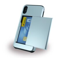 Cyoo Slid Style - Karten Fach Hardcover für Apple iPhone X - Silber