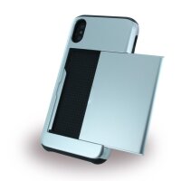Cyoo Slid Style - Karten Fach Hardcover für Apple iPhone X - Silber