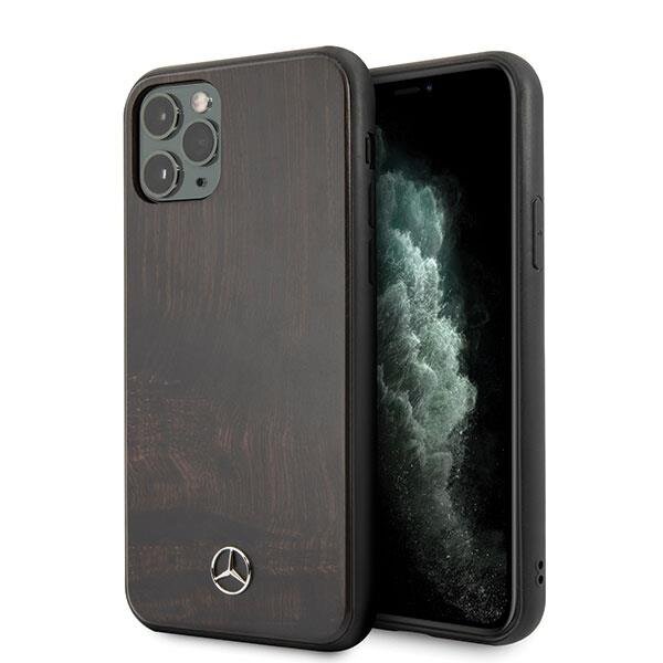 Mercedes Benz Wood Line Rosewood Hard Cover für Apple iPhone 11 Pro - Braun