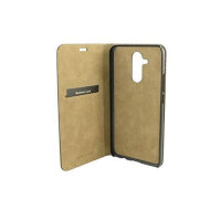 Mike Galeli Marc Echtleder Handmade Bookcase für Huawei Mate 20 Lite - Schwarz