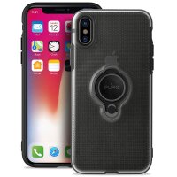 Puro Magnet Ring Cover Silikon Case - Apple iPhone X, Xs - Schwarz