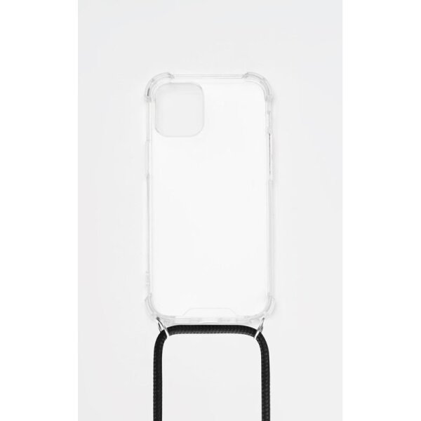 4-OK Cover Phone LACE für iPhone 12 mini mit Kordel - Transparent/Schwarz