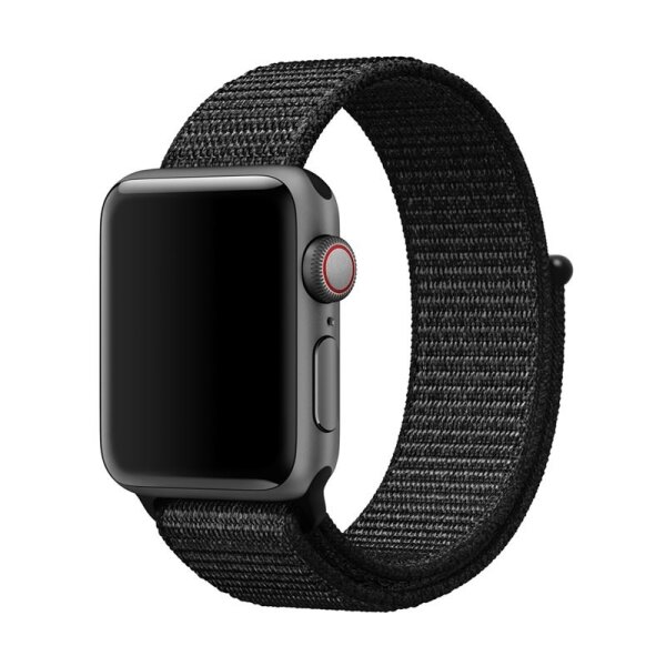 4-OK SMART Watch Band Armband für Apple Watch 42-44mm - Nylon SPORT Schwarz/Grau