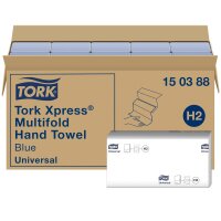 TORK Papierhandtücher 150388 Xpress H2 Universal Interfold-Falzung 2-lagig 4.740 Tücher - Blau