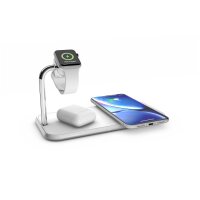 Zens Aluminium Dual Wireless Qi Charger + Watch - Weiss