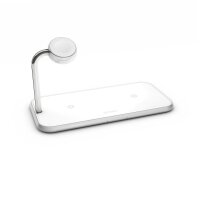Zens Aluminium Dual Wireless Qi Charger + Watch - Weiss