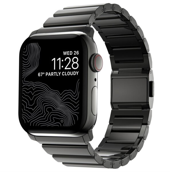 Nomad Strap Stainless Steel V2 Armband for Apple Watch 42/44/45/49 mm - Graphite black (Black)