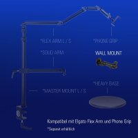 Elgato Wall Mount Wandhalterung mit Gelenkarm für Kameras, Beleuchtung - Schwarz