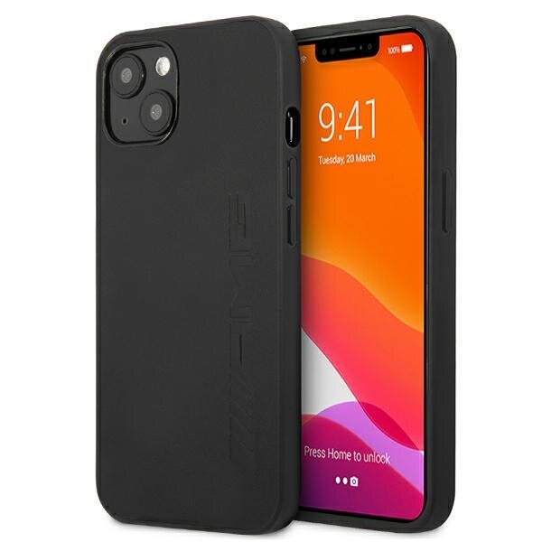 AMG Big Signatur Logo Hard Cover Leder Schutz Hülle für iPhone 13 Pro Max (6.7) - Schwarz