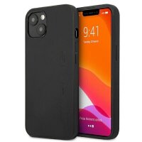 AMG Big Signatur Logo Hard Cover Leder Schutz Hülle für iPhone 13 Pro Max (6.7) - Schwarz