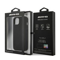 AMG Big Signatur Logo Hard Cover Leder Schutz Hülle für iPhone 13 Pro Max (6.7) - Schwarz