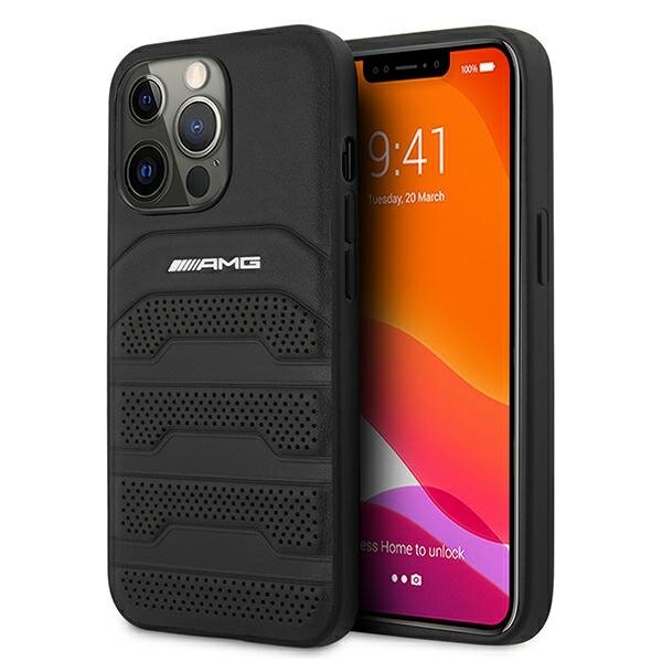 AMG Debossed Lines Hard Cover Leder Schutz Hülle für iPhone 13 mini (5.4) - Schwarz