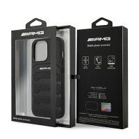 AMG Debossed Lines Hard Cover Leder Schutz Hülle für iPhone 13 mini (5.4) - Schwarz