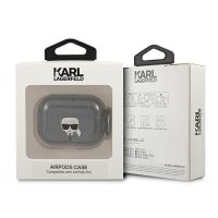 Karl Lagerfeld Glitter Head Schutz Hülle Tasche für Apple Airpods Pro - transparent