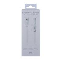 Huawei 2in1 Ladekabel + Datenkabel – USB Typ A zu Micro USB und USB Typ C – Weiss