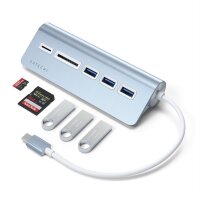 Satechi Type-C Aluminum USB Hub & Card Reader - Blau