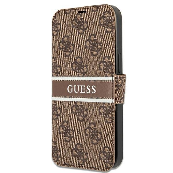 Guess 4G Stripe Book Case Schutz Hülle für iPhone 13 mini - Braun