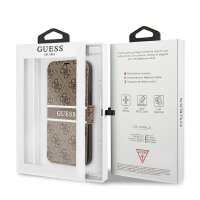 Guess 4G Stripe Book Case Schutz Hülle für iPhone 13 mini - Braun