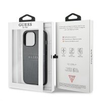 Guess Saffiano Strap Collection Hard Case Schutz Hülle für Apple iPhone 13 mini - Grau
