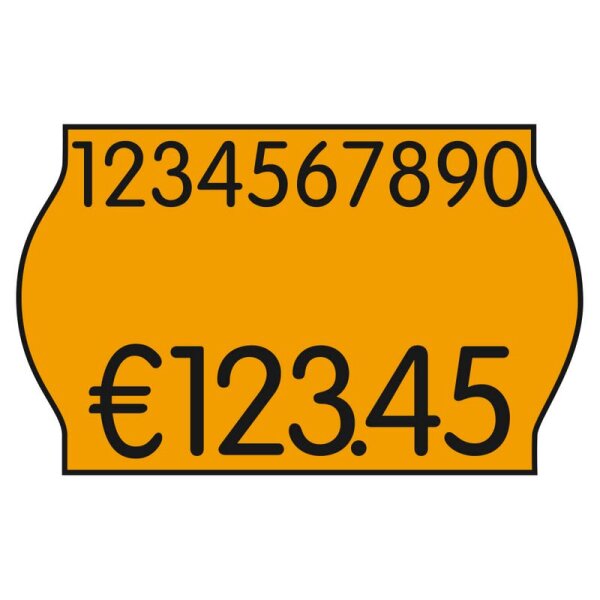 Meto Preisetiketten leuchtorange 26,0 x 16,0 mm 18 Rollen