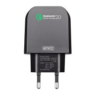 Artwizz PowerPlug USB-C 15W Pro Ladegerät für Smartphones, Tablets - QUALCOMM Quick Charge zertifiziert - Schwarz