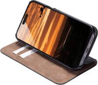 JT Berlin Echtleder BookCase Tegel Etui für Apple iPhone 15 Pro Max - Schwarz