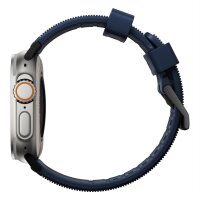 Nomad Rugged Strap Armband für Apple Watch 42/44/45/49mm (Connector Silber) - Schwarz
