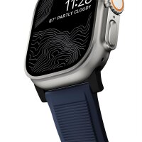 Nomad Rugged Strap Armband für Apple Watch 42/44/45/49mm (Connector Silber) - Schwarz