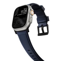 Nomad Rugged Strap Armband für Apple Watch 42/44/45/49mm (Connector Silber) - Schwarz