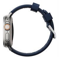 Nomad Rugged Strap Armband für Apple Watch 42/44/45/49mm (Connector Silber) - Atlantic Blue