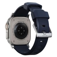 Nomad Rugged Strap Armband für Apple Watch 42/44/45/49mm (Connector Silber) - Atlantic Blue