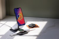 Twelve South HiRise 3 Deluxe: 3-in-1 Wireless Charger für MagSafe iPhone, Watch und Bluetooth Ohrhörer, inklusive Netzeil mit Steckern für UK, EU, US, etc.