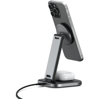 Satechi 2-in-1 Foldable Qi2 Wireless Charging Stand - Anthrazit