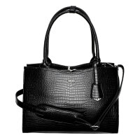 Socha Croco Jet Black 15.6 Zoll elegante Laptoptasche - Schwarz