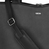 Socha Diamond Edition Black Borsa per laptop in vera pelle da 14 pollici - Nero
